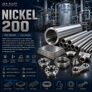 Nickel 200 pipes, bars, plates, rings, flanges, fittings, forgings